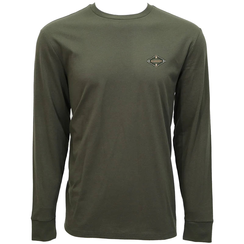 Men's Hooey "Eldorado" Long Sleeve T-shirt Green with Tan and White Logo HT1882GR - Crazy House Western Wear