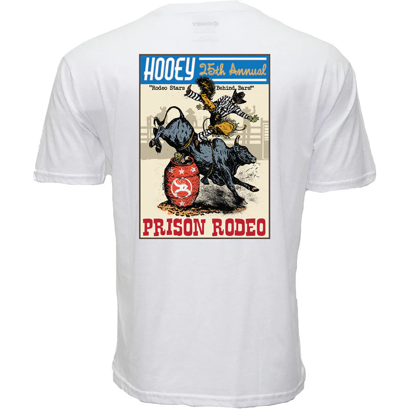 Men's Hooey "Prison Rodeo" T-shirt White with Multicolor Rodeo Graphic HT1893WH - Crazy House Western Wear