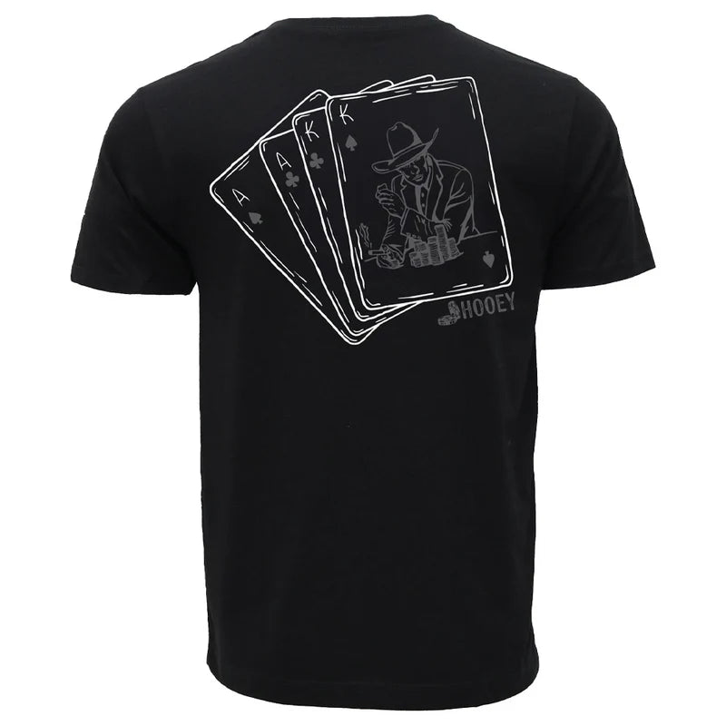 Men's Hooey Gambler T-shirt Black with Gray and White Card Logo HT1912BK