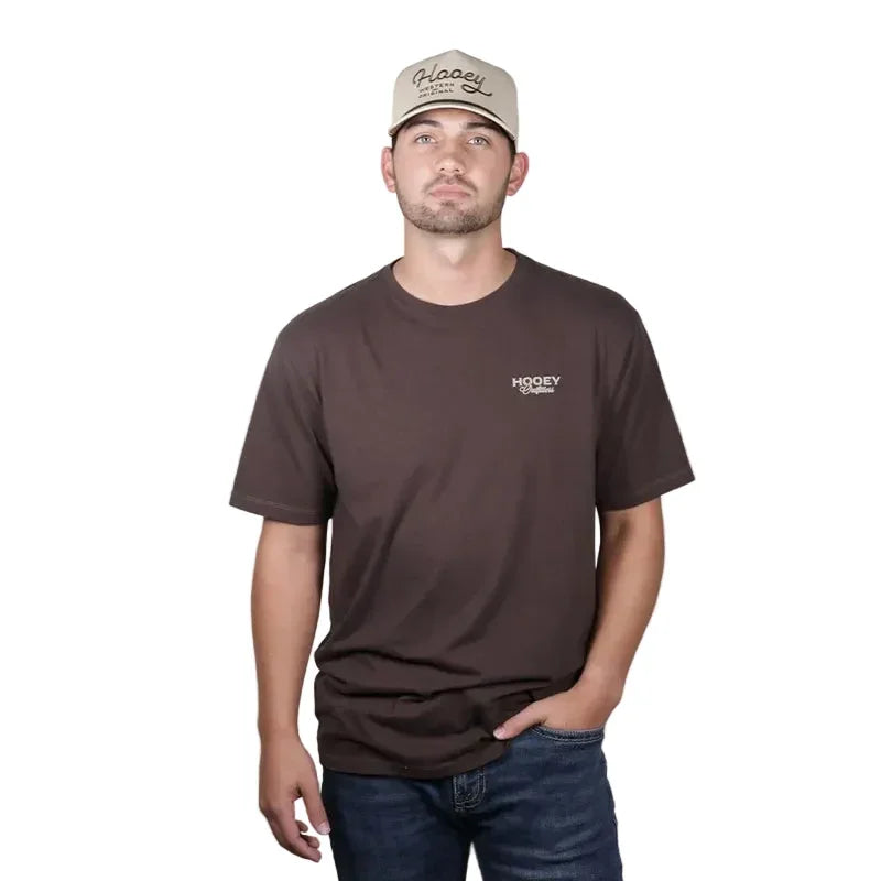 Hooey Men's Dark Brown Flock Shot Outfitters T-shirt HT2610DKBR