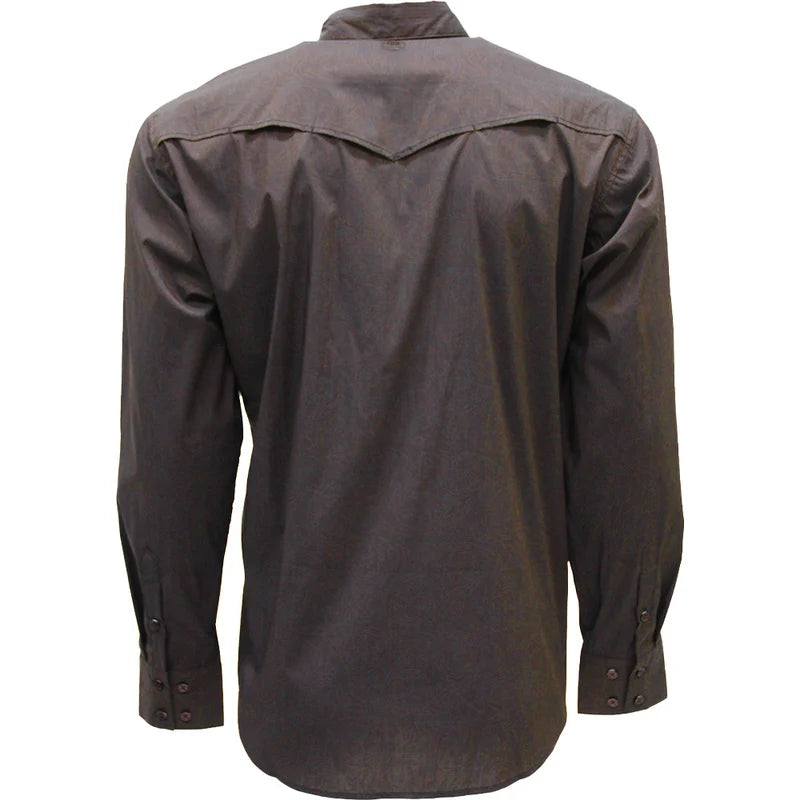 Hooey Men's Brown with Print Maverick Long Sleeve Button Up Shirt HT2691BR