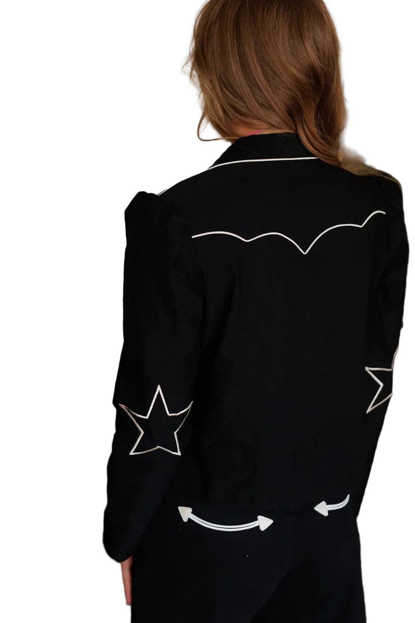 Howdy Hanny Women's Black Star Cropped Blazer
