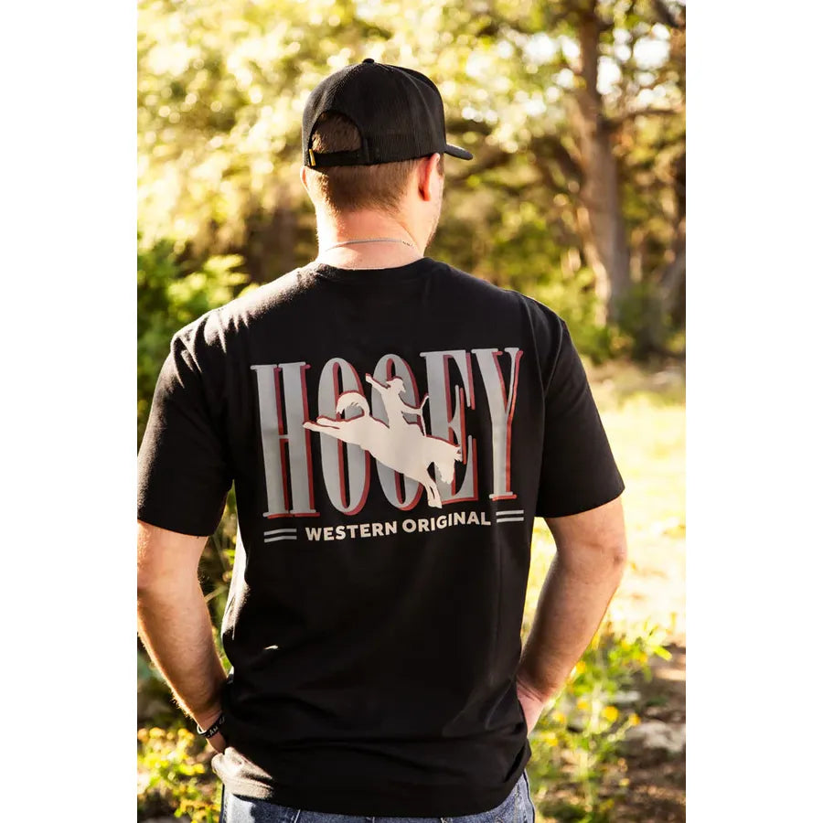 Men's Hooey "Wild Ride" Black T-shirt with Tan and Gray Hooey Logo HT1911BK