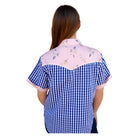 Women's Pearl Snap, Light Pink and Blue Gingham Short Sleeve Pearl Snap - Crazy House Western Wear