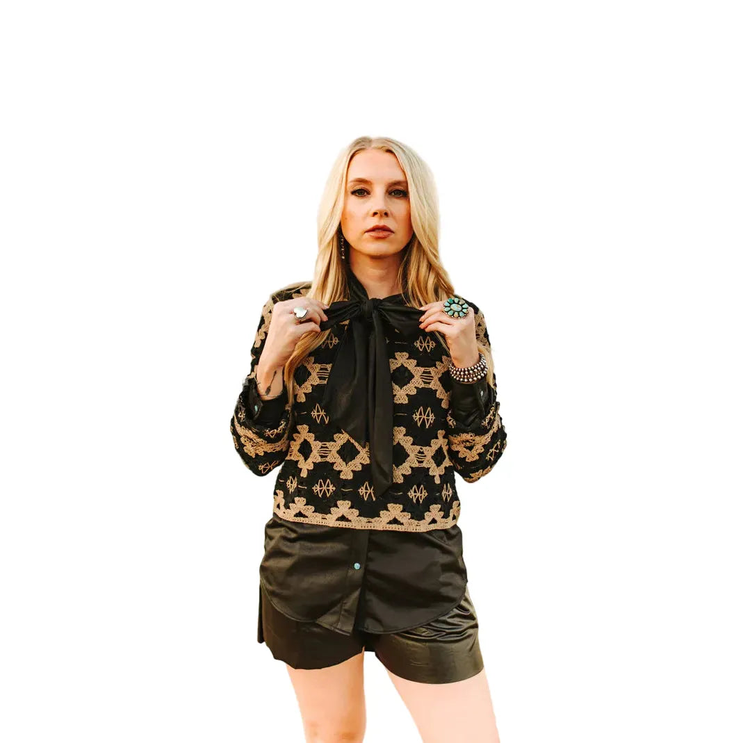 Women's 2Fly Black and Brown Desert Stitch Sweater