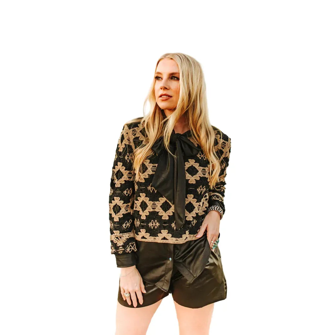 Women's 2Fly Black and Brown Desert Stitch Sweater