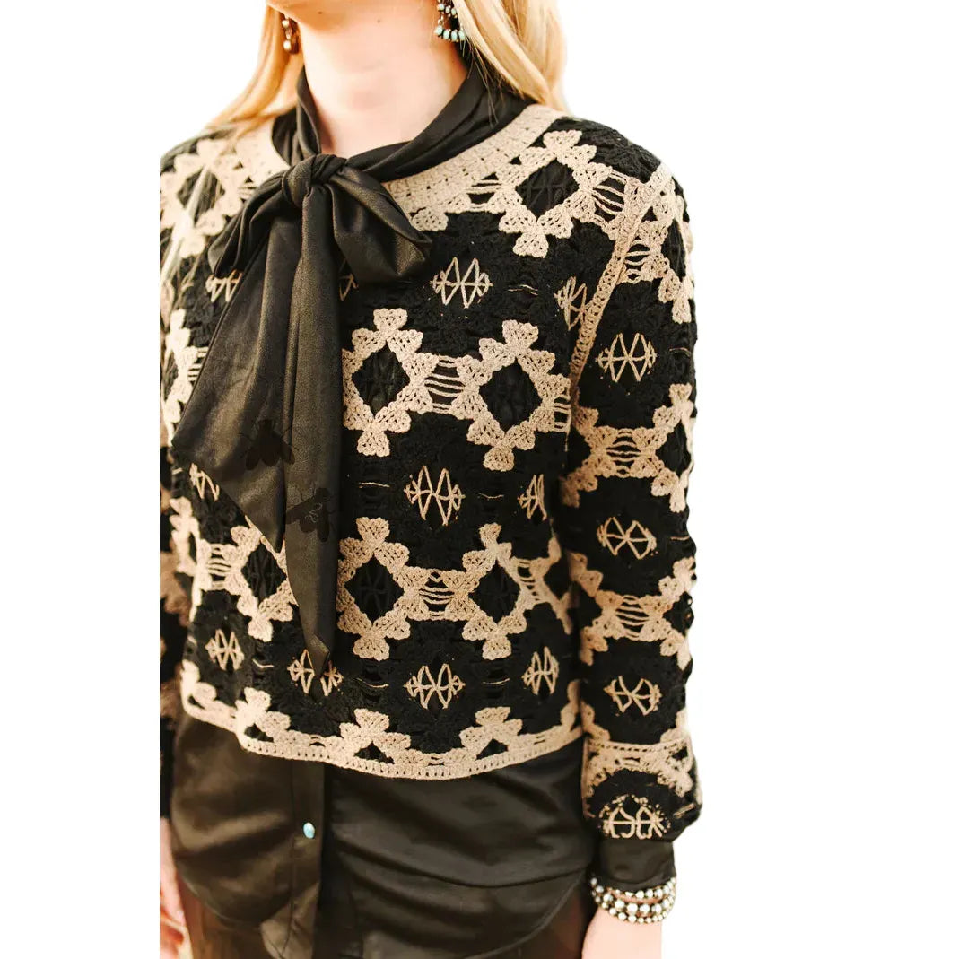 Women's 2Fly Black and Brown Desert Stitch Sweater