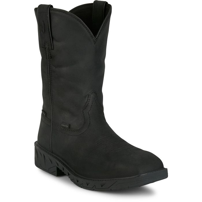 Men's Justin Waterproof Black Square Steel Toe Boots PD4065