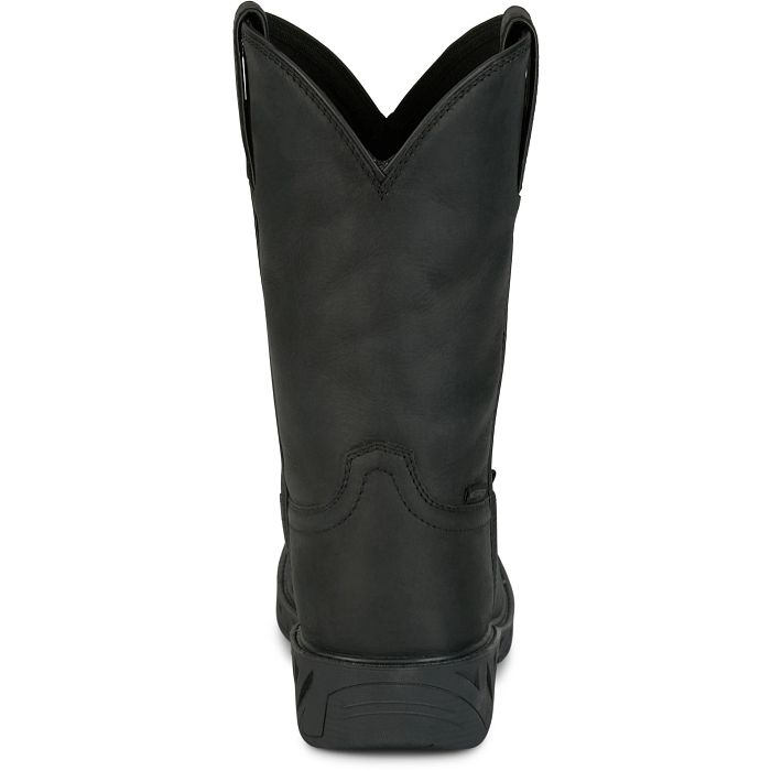 Men's Justin 11" Waterproof Steel Toe Black Boots PD4065