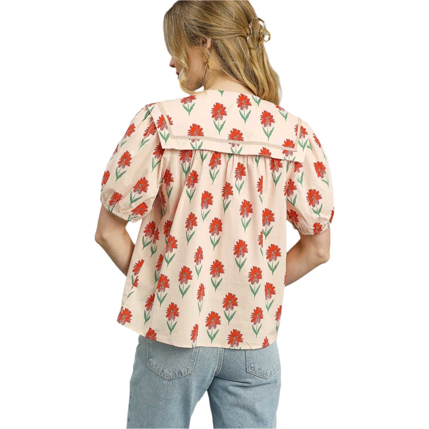 Women's Floral Puff Sleeve Blouse K0148