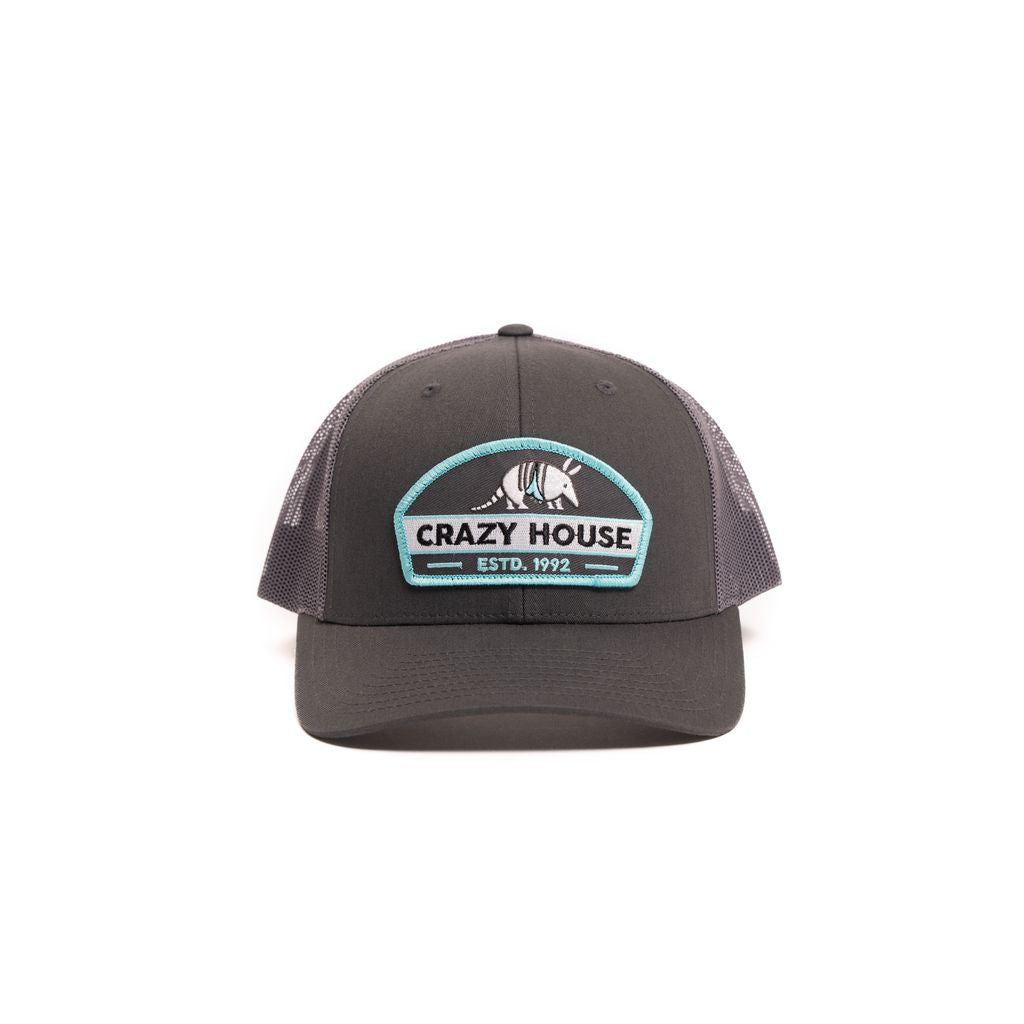 Crazy House Unisex Grey Mesh Snapback with Armadillo Patch - Crazy House Western Wear
