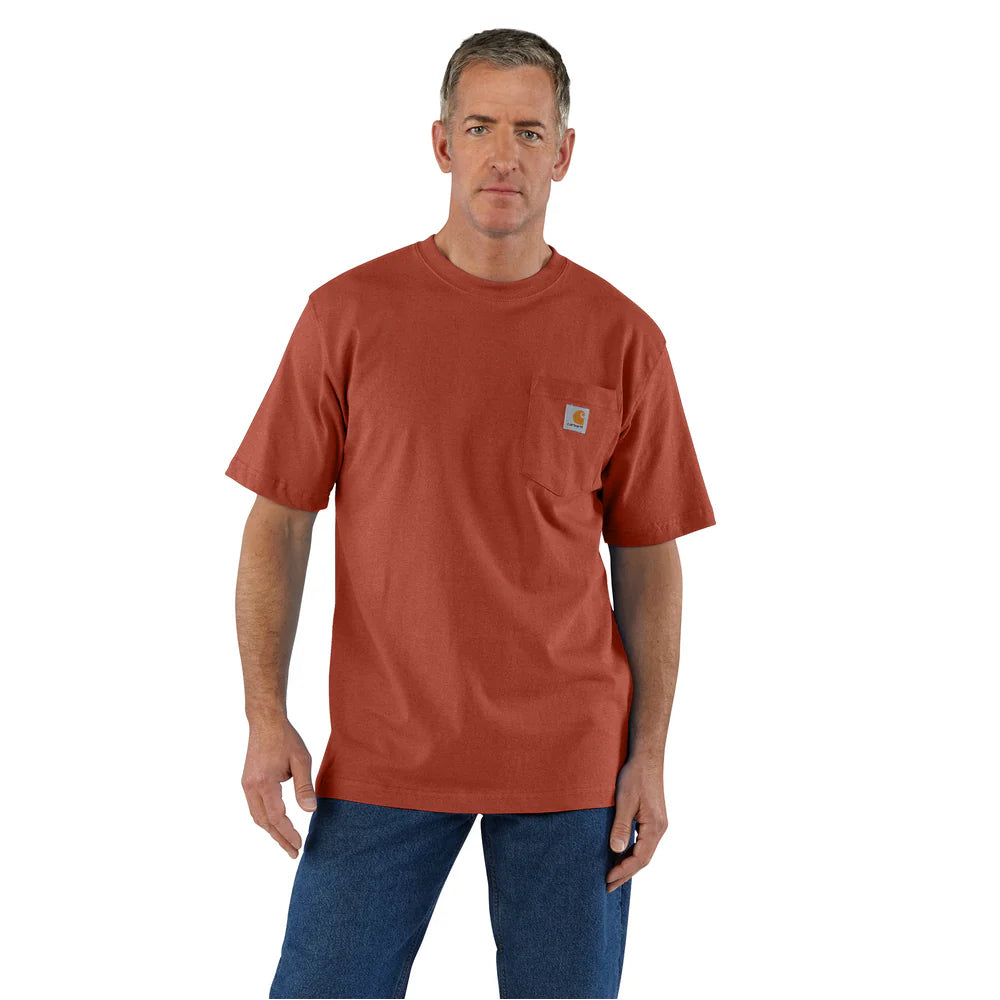 Men's Carhartt Loose Fit One Pocket T-shirt Saddle Red K87-RB6