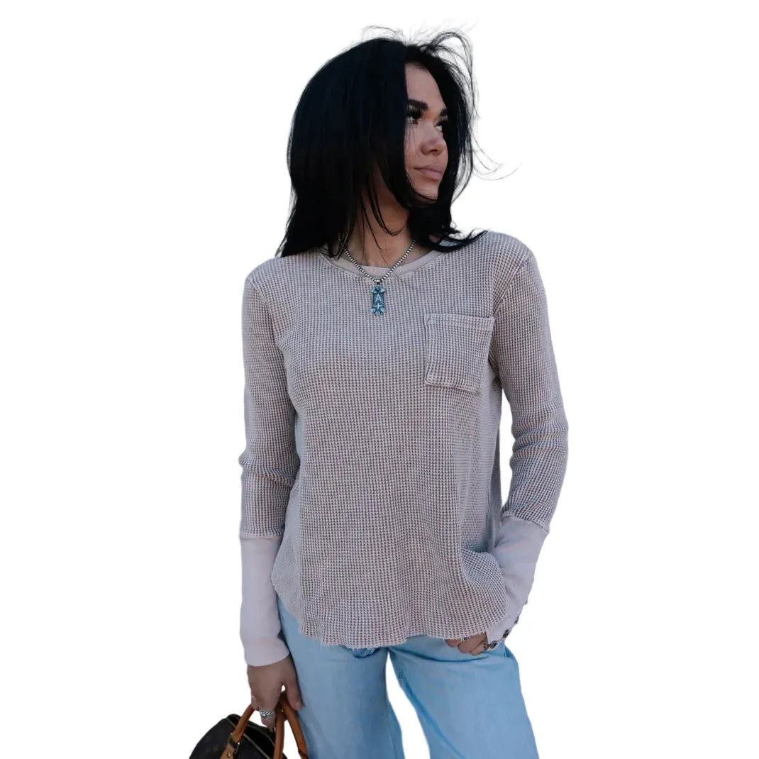 Women's TwoFly Taupe Higher Class Basic Sweater