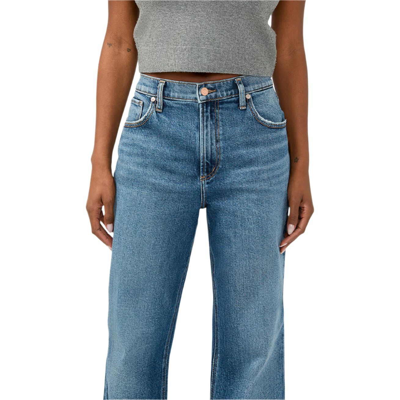 Women's Silver Baggy Mid Rise Bootcut Jeans L27768AGR316 - Crazy House Western Wear