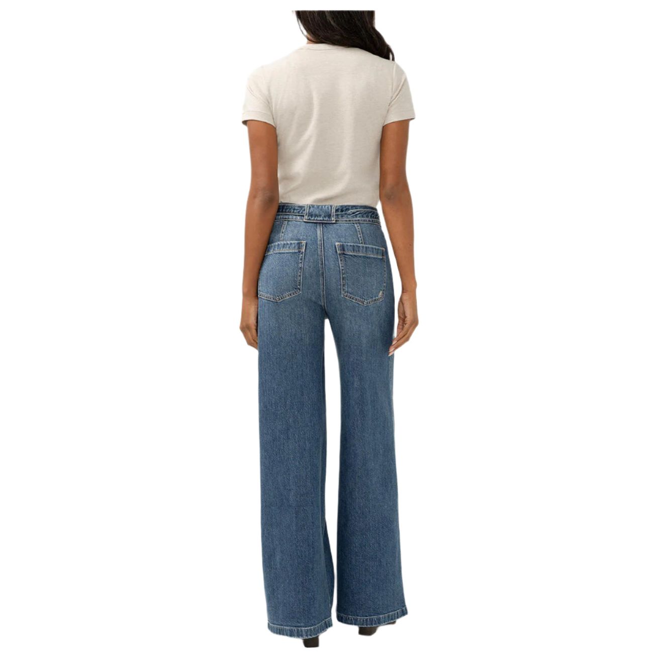 Women's Silver Highly Desirable High Rise Belted Ultra Wide Leg Jeans L28970ADM314
