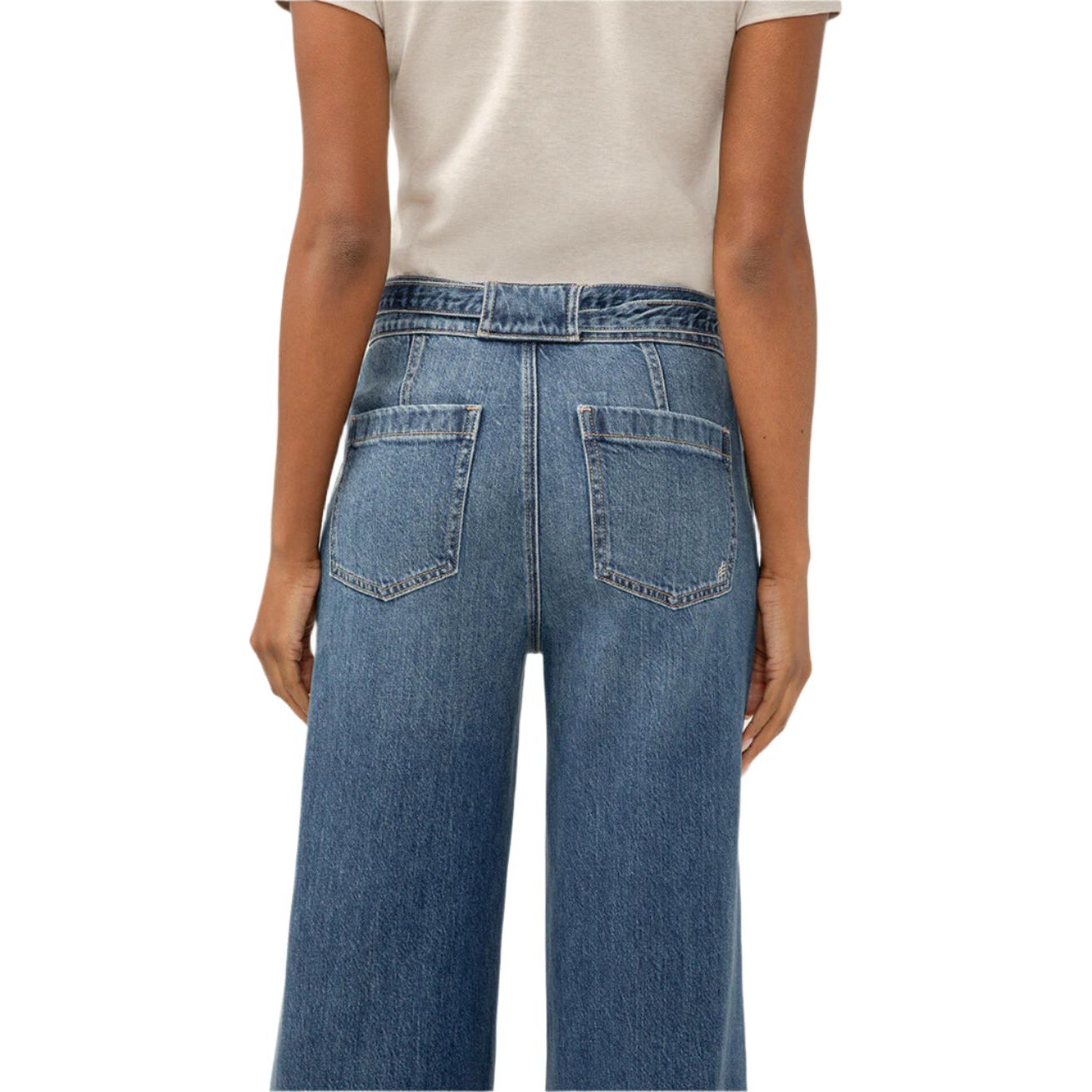 Women's Silver Highly Desirable High Rise Belted Ultra Wide Leg Jeans L28970ADM314