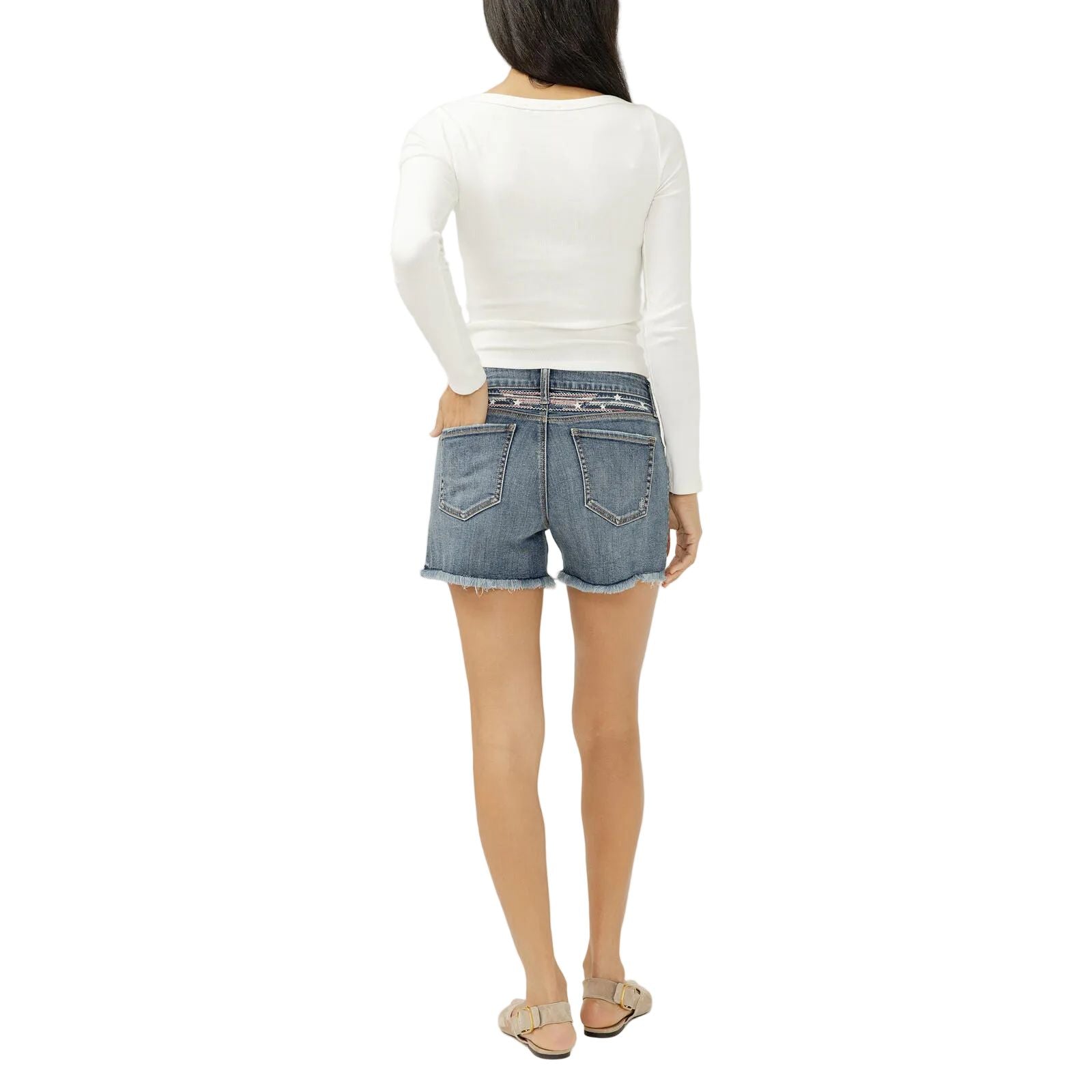 Women's Silver Jeans Horizon Suki Mid Rise Americana Luxe Stretch Shorts L53946CVS334