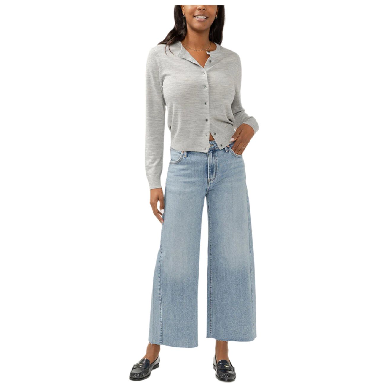 Women's Silver Isbister High Rise Wide Leg Jeans L74909ADM207