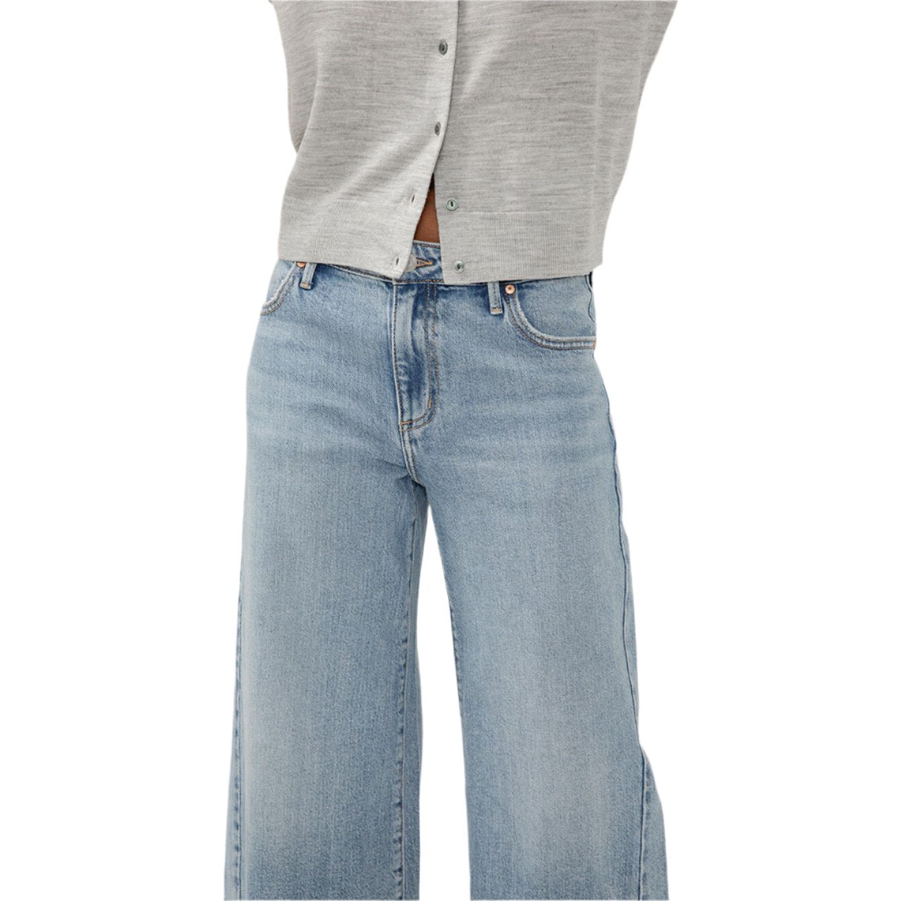 Women's Silver Isbister High Rise Wide Leg Jeans L74909ADM207