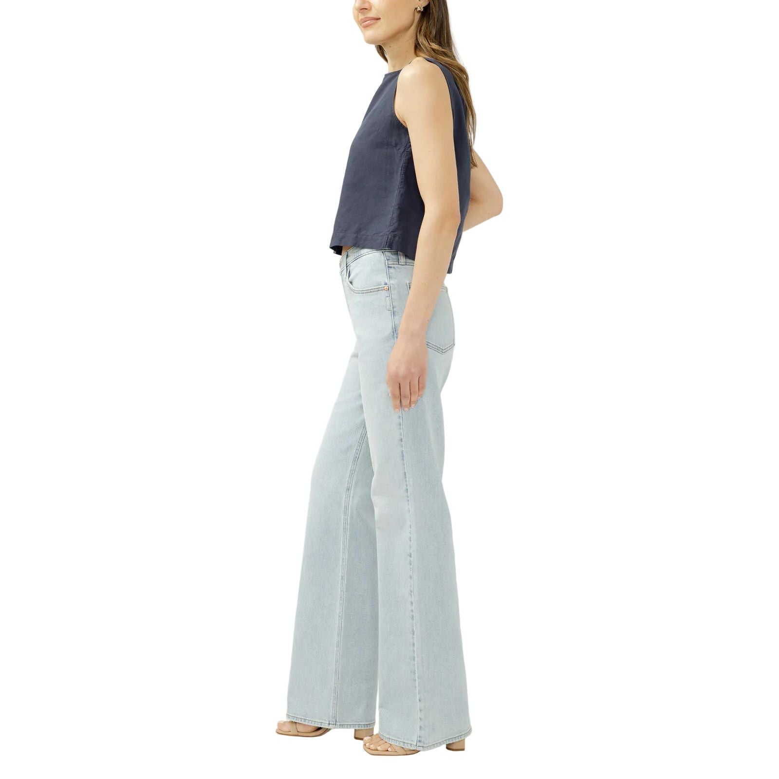 Women's Silver 90s Mid Rise Baggy Bootcut Jeans L83769HDR113