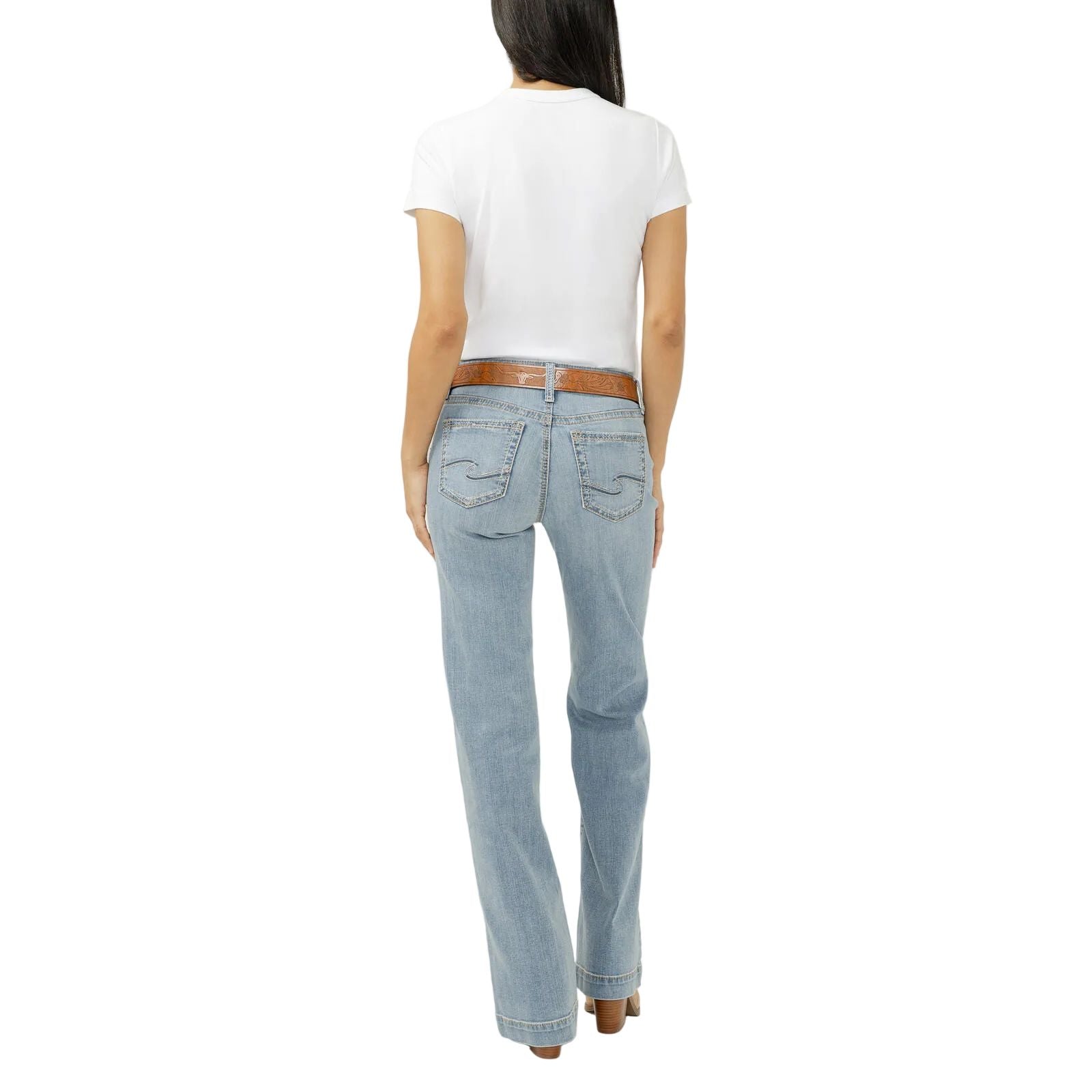 Women's Silver Odessa Suki Mid Rise Trouser Leg Jeans L93504LFO218