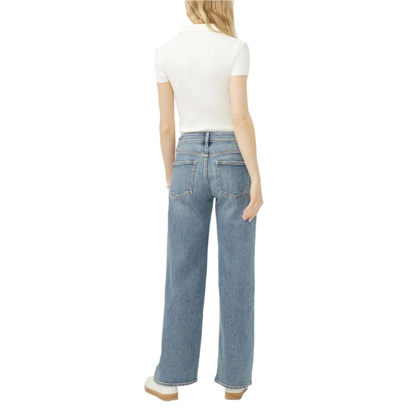 Women's Silver Suki Mid Rise Wide Leg Jeans L93905ADM289