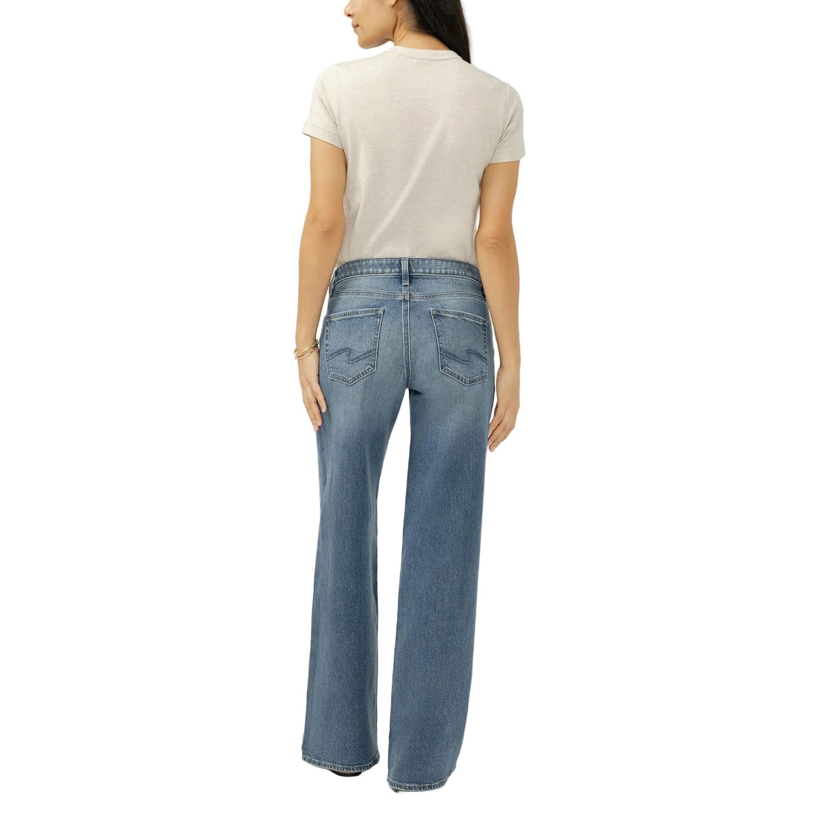 Women's Silver Synth Suki Mid Rise Wide Leg Jeans L93905ADM333