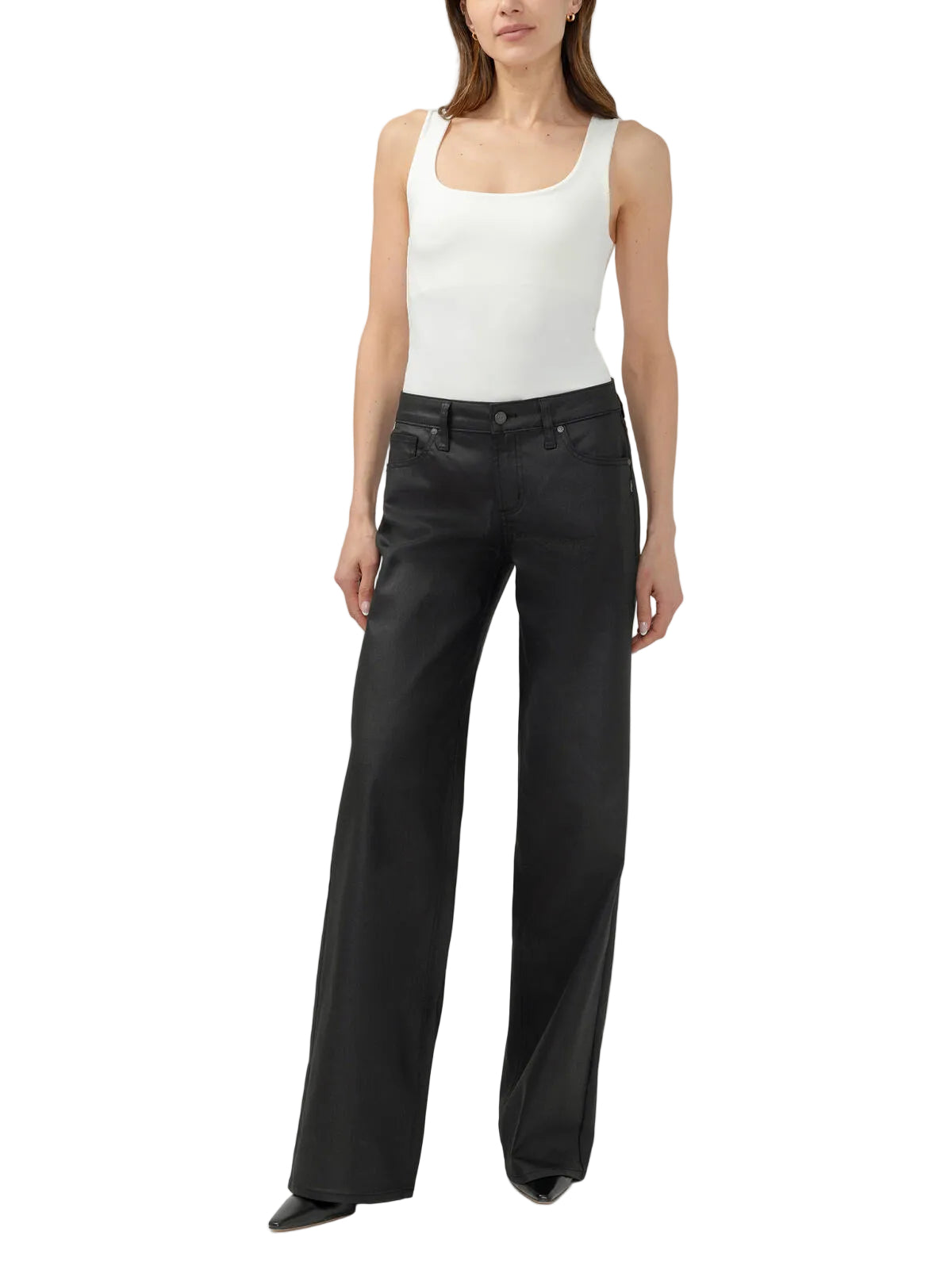 Silver Women's Black Suki Wide Leg Coated Jeans L93905CCS667
