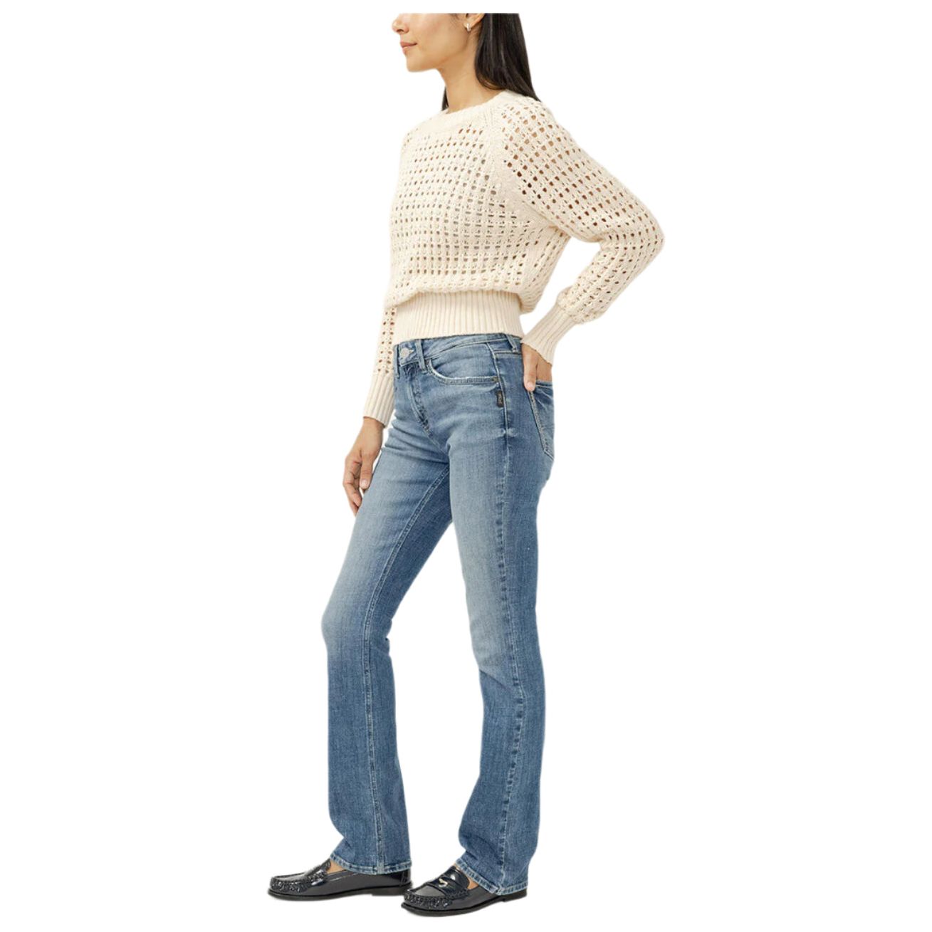 Women's Silver Avery High Rise Slim Bootcut Jeans L94627EAD299 - Crazy House Western Wear