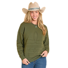 Women's Panhandle Hunter Green Stitch Sweater LW32T07937