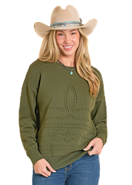 Women's Panhandle Hunter Green Stitch Sweater LW32T07937
