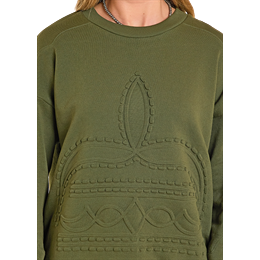 Women's Panhandle Hunter Green Stitch Sweater LW32T07937