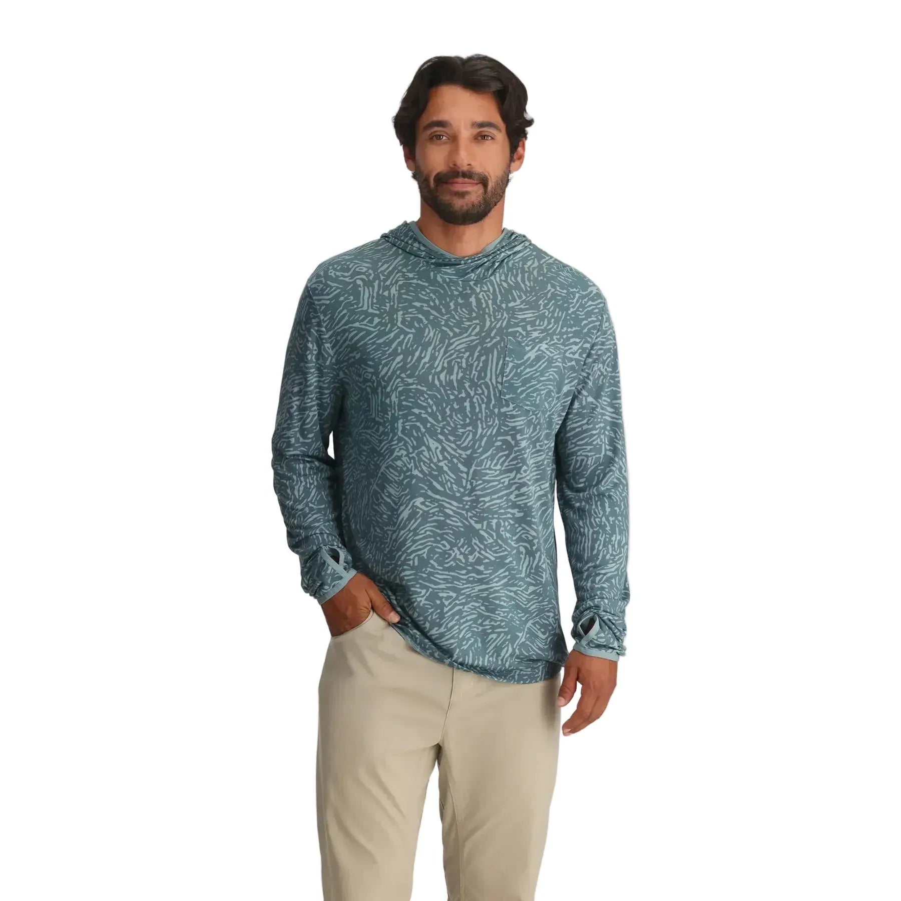 Men's Free Fly Tide Flow Print Stormy Sea Bamboo Lightweight Hoodie LWH-806