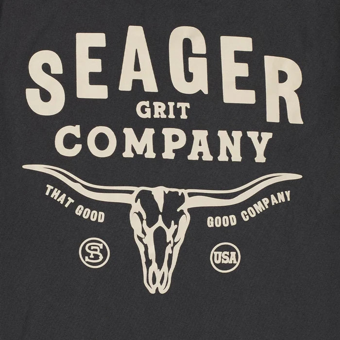 Seager Men's Pigment Black Longhorn Premium Tee MTH26LNGHPBLK