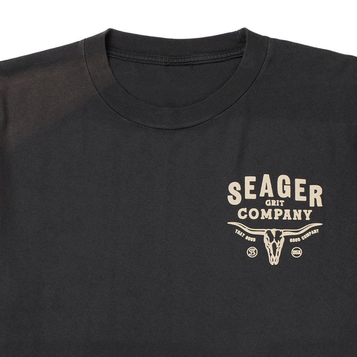 Seager Men's Pigment Black Longhorn Premium Tee MTH26LNGHPBLK