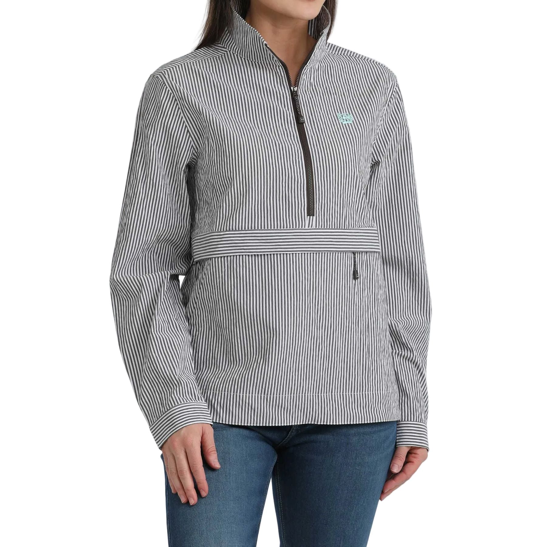 Women's Cinch Long Sleeve Half Zip Striped Pullover MAJ7919001