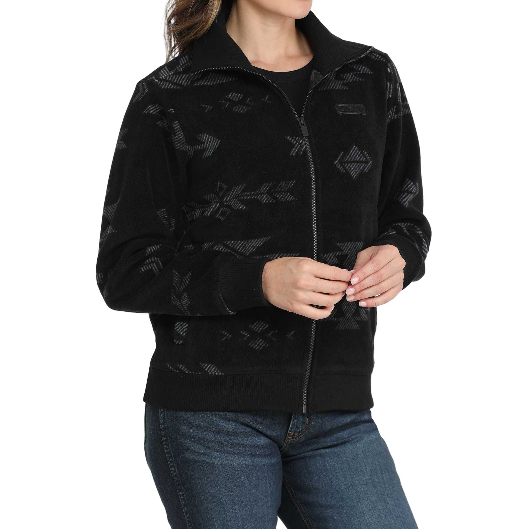Women's Cinch Black Aztec Fleece Jacket