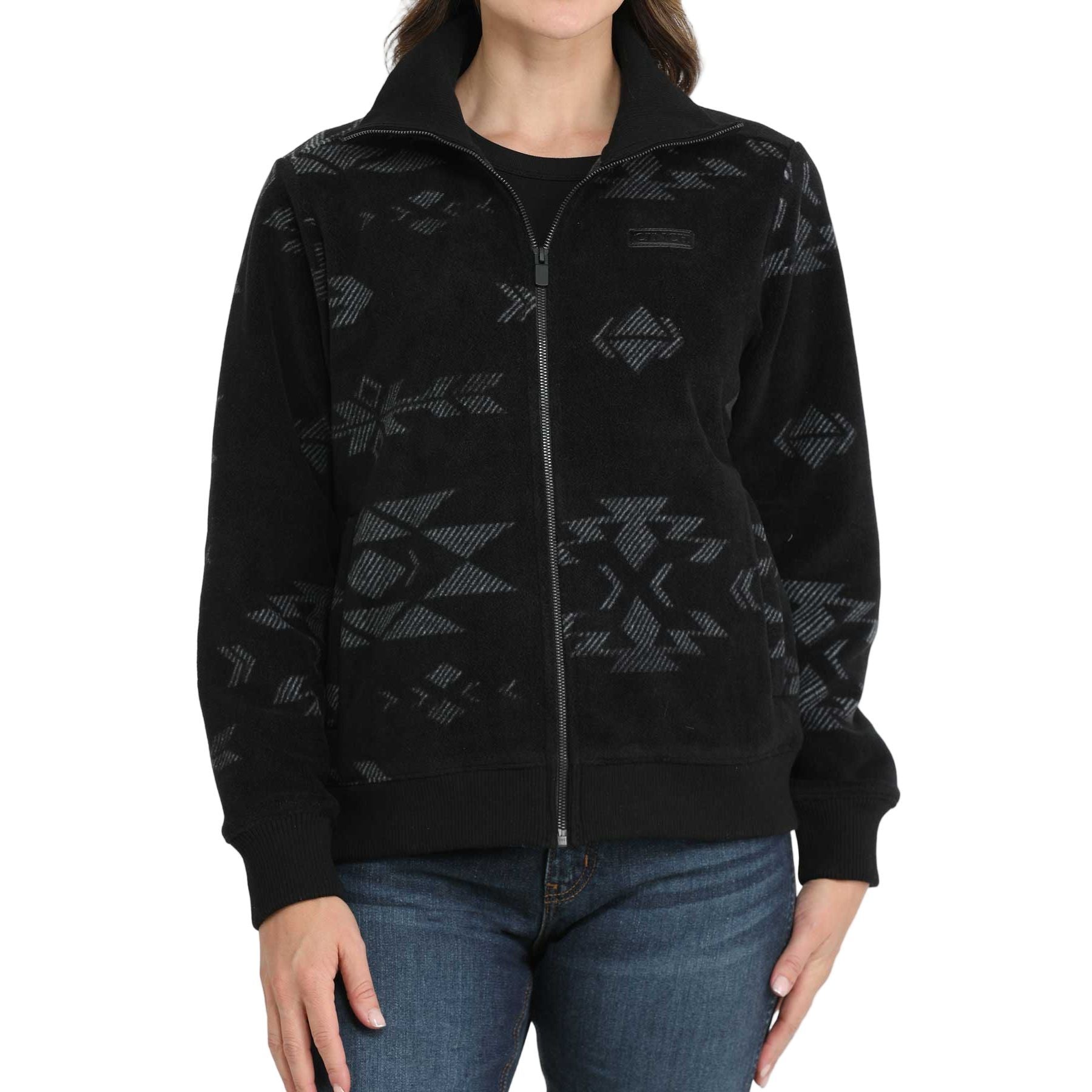 Women's Cinch Black Aztec Fleece Jacket