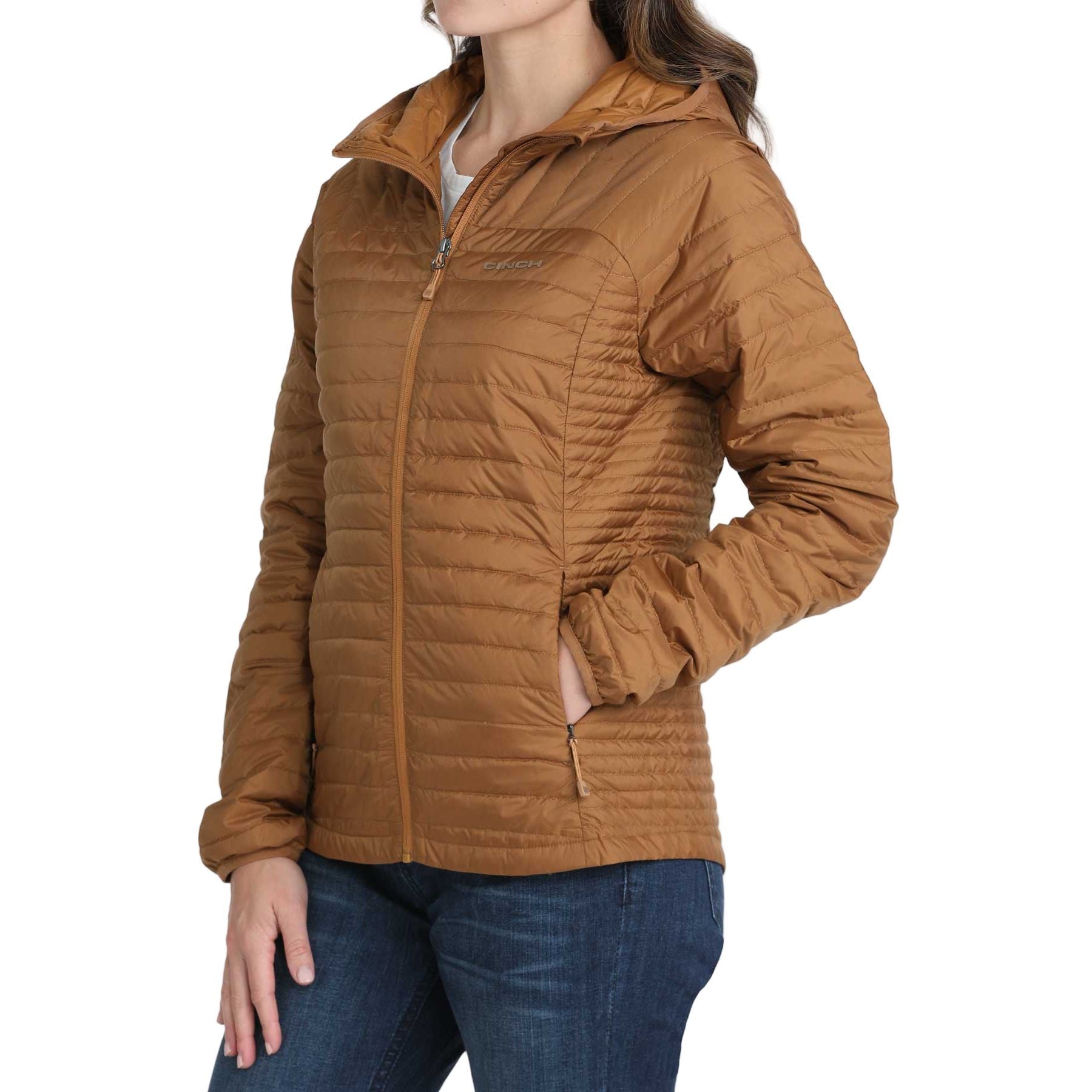 Women's Cinch Water Resistant Brown Puffer Jacket