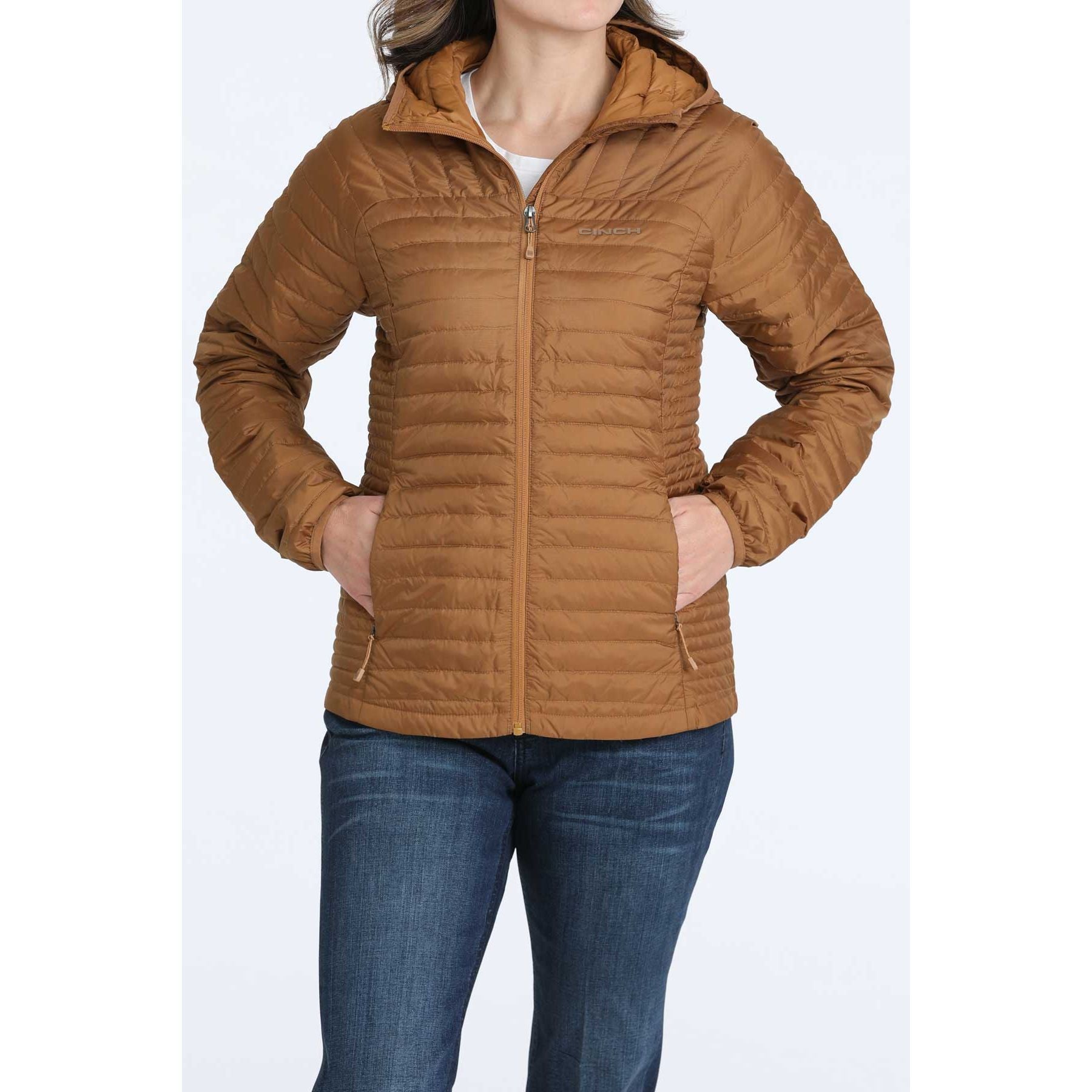 Women's Cinch Water Resistant Brown Puffer Jacket