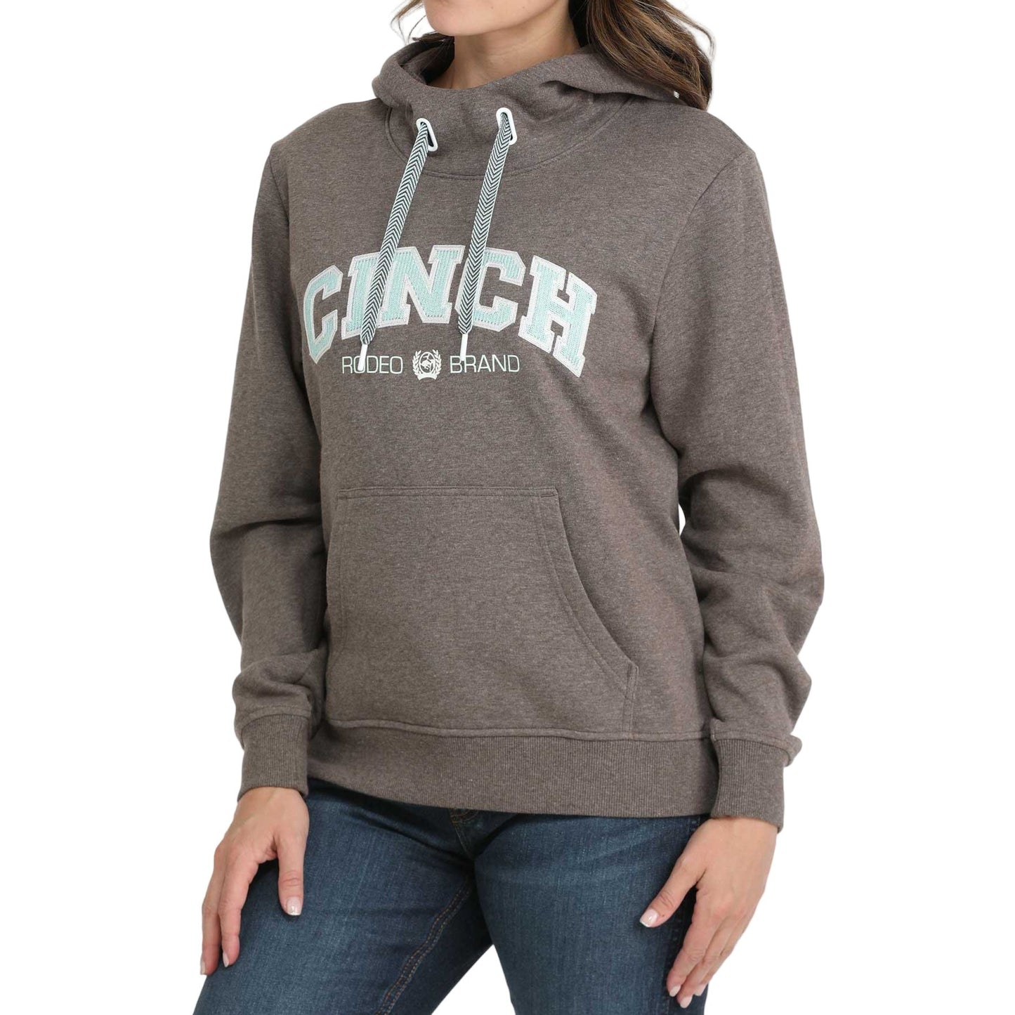 Women's Cinch Brown Logo Pullover Hoodie MAK7914002