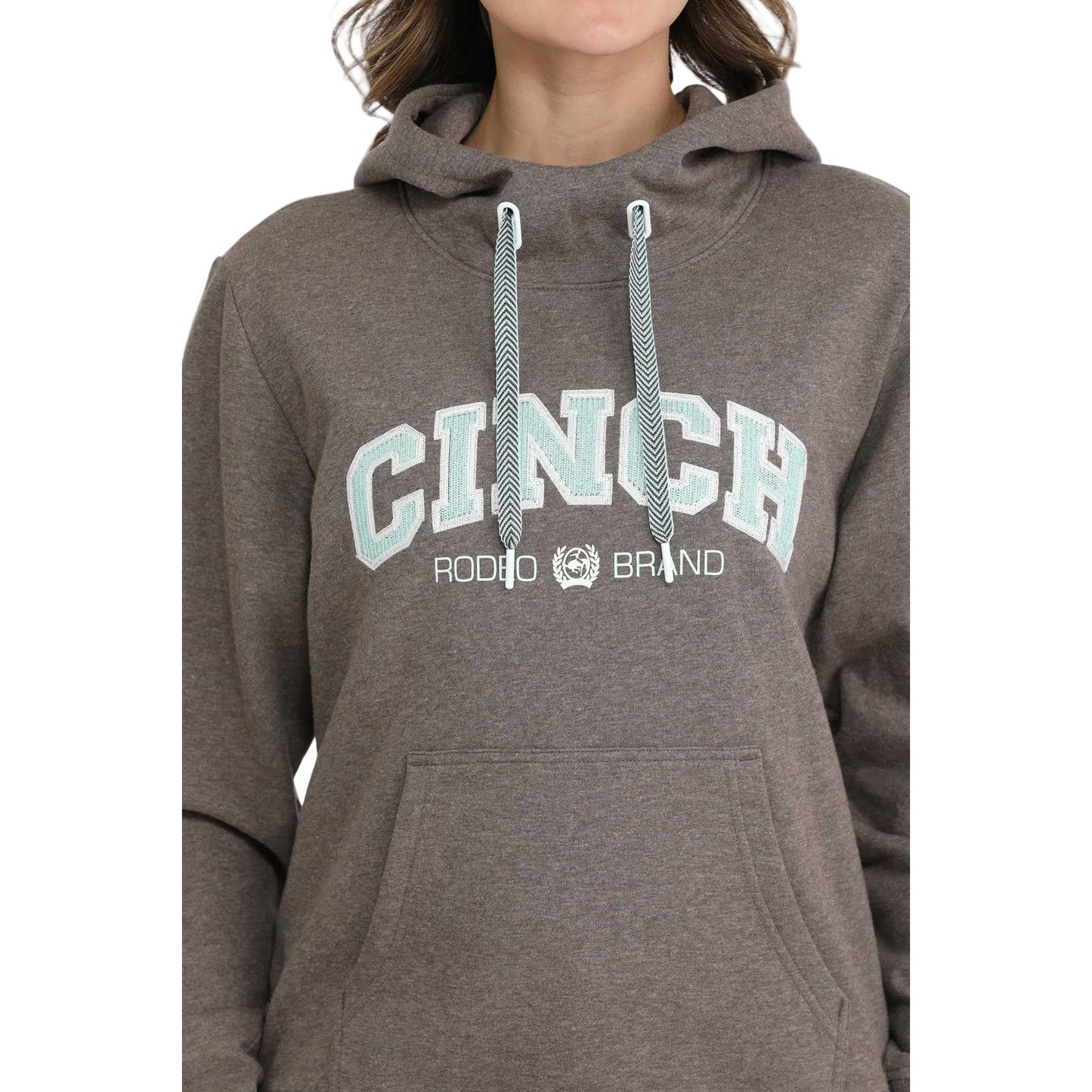 Women's Cinch Brown Logo Pullover Hoodie MAK7914002