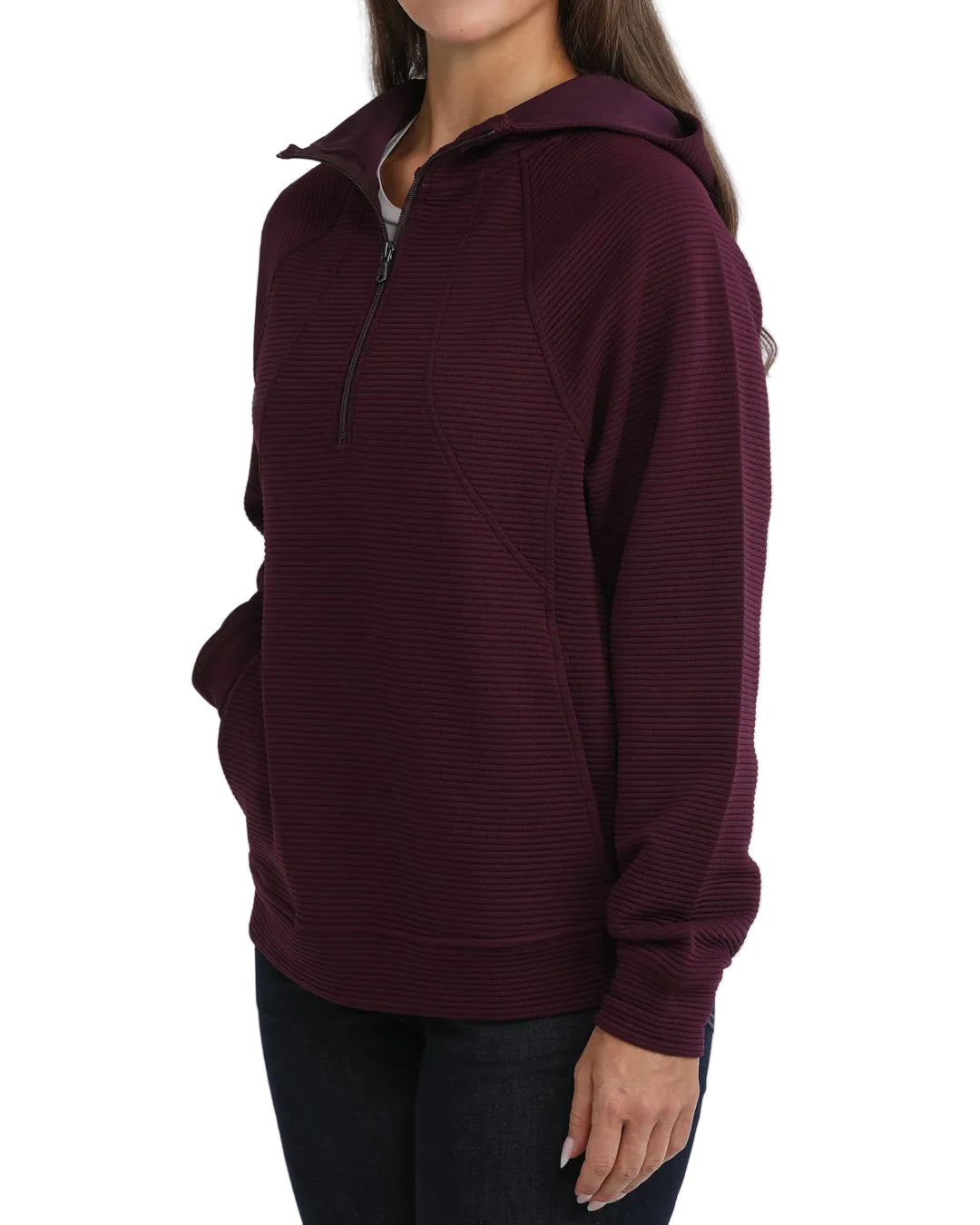 Cinch Women's Purple 1/2 Zip Ribbed Hoodie MAK7925001