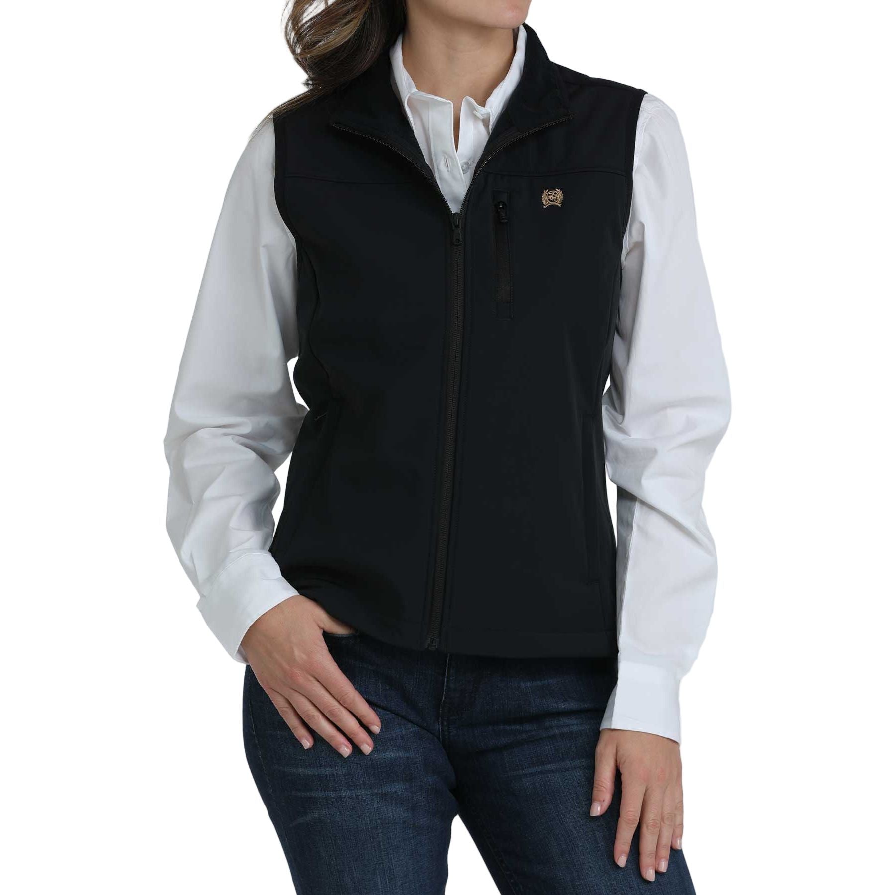 Women's Cinch Black Solid Windproof Vest