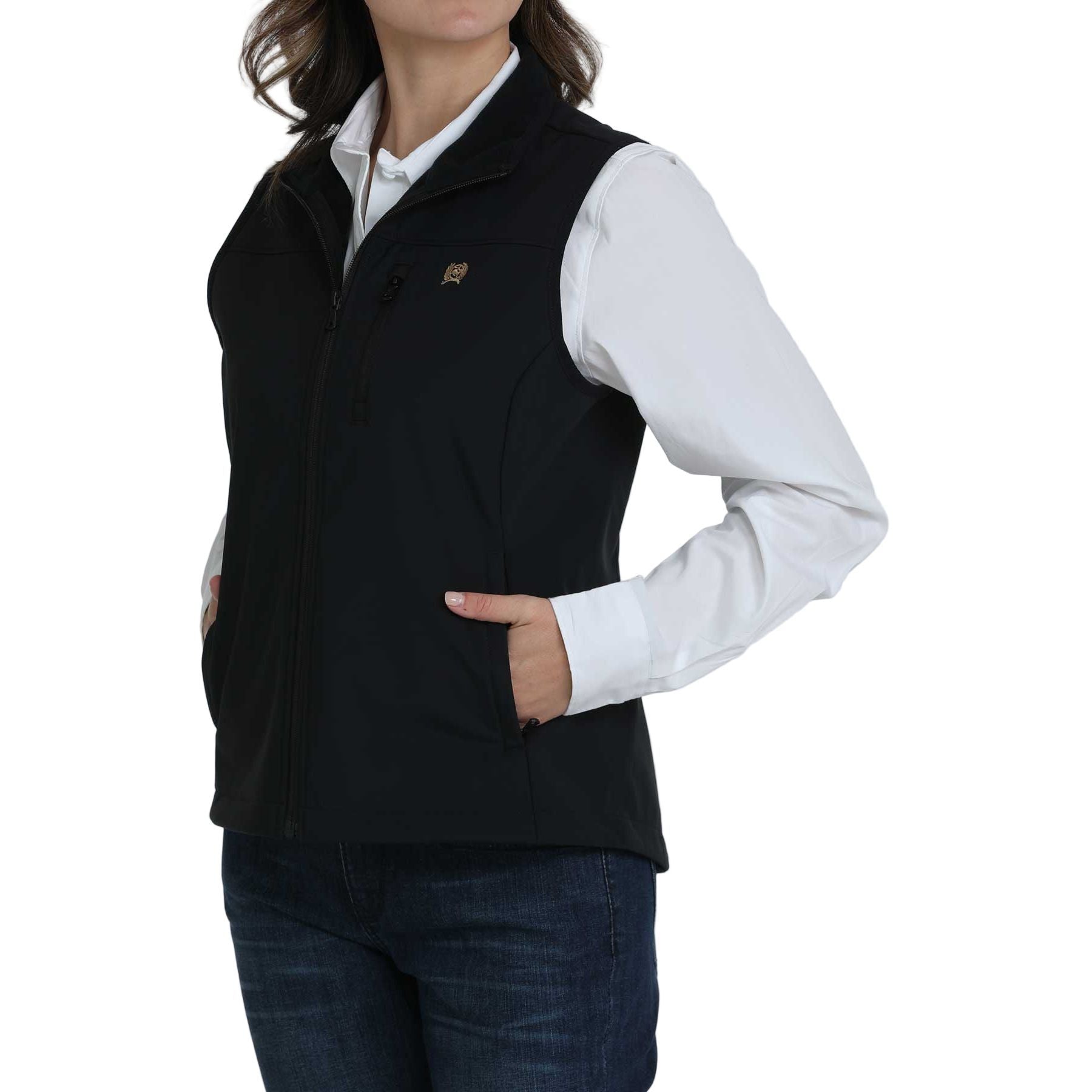 Women's Cinch Black Solid Windproof Vest