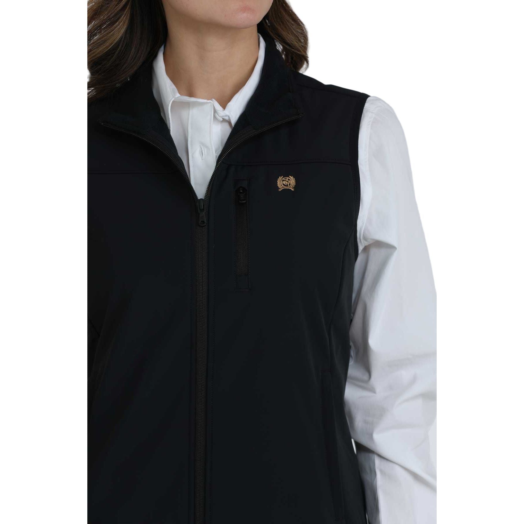 Women's Cinch Black Solid Windproof Vest