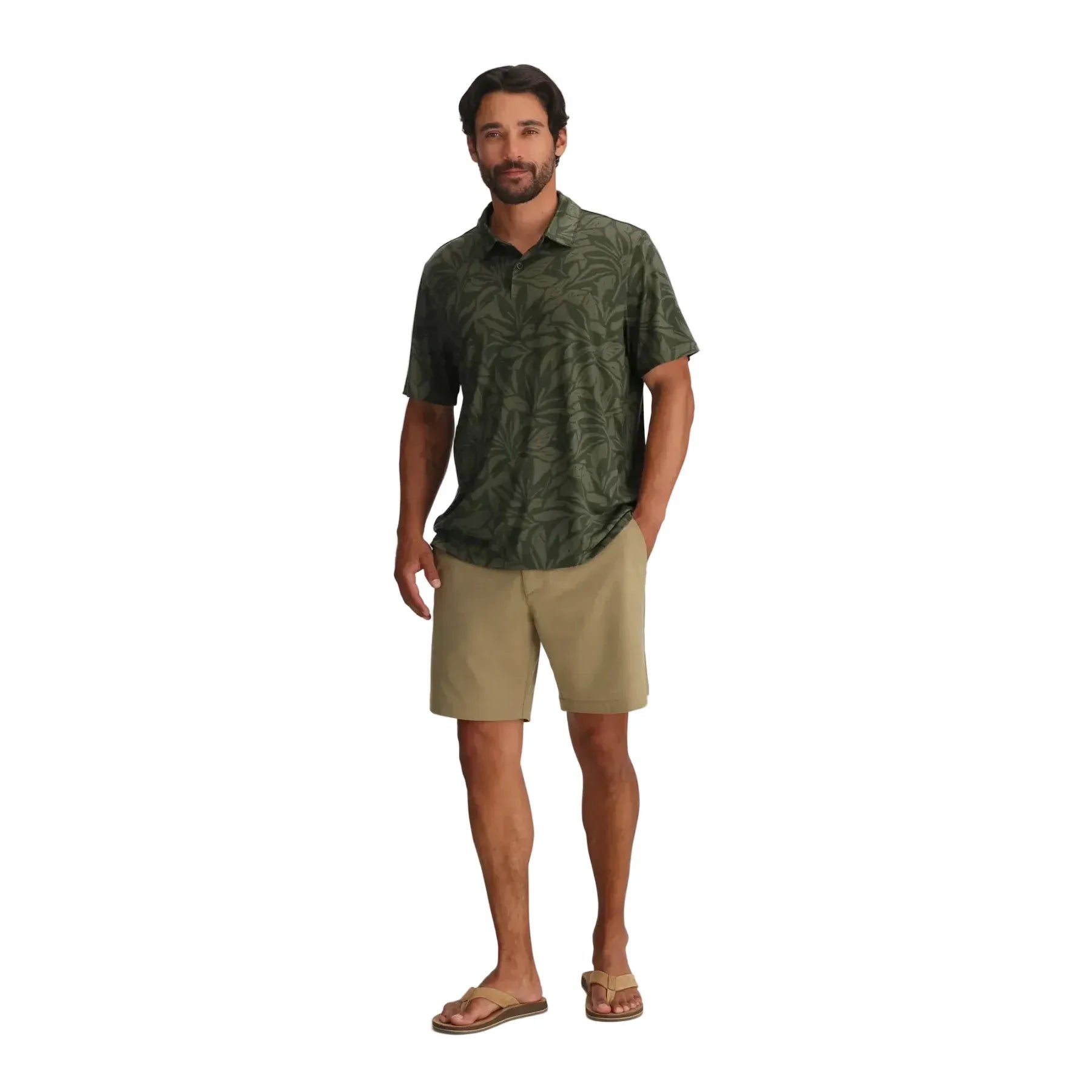 Men's Free Fly Canopy Print Dark Forest Elevate Polo MELVPOL-754