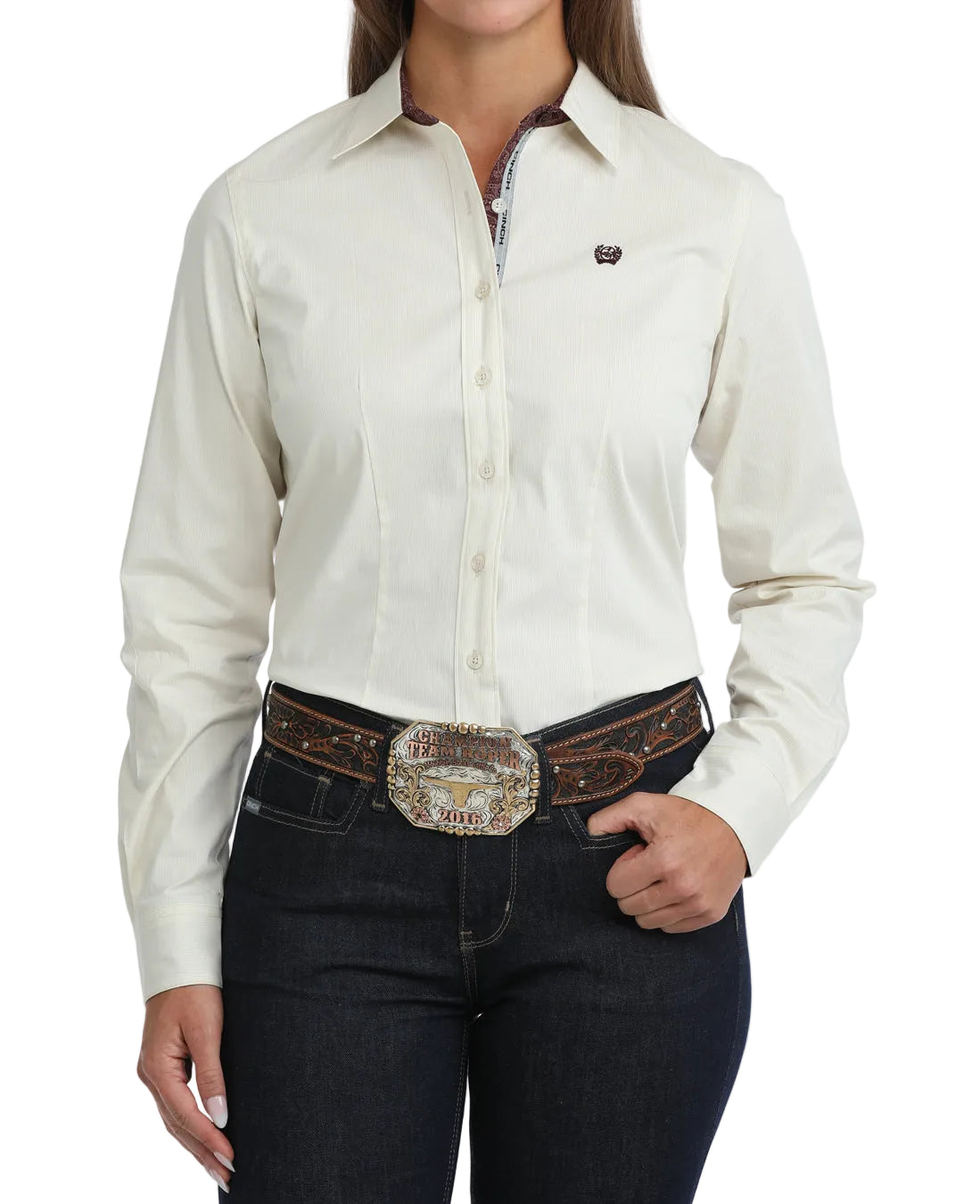 Cinch Women's Cream Long Sleeve Button Up Shirt MSW9165093