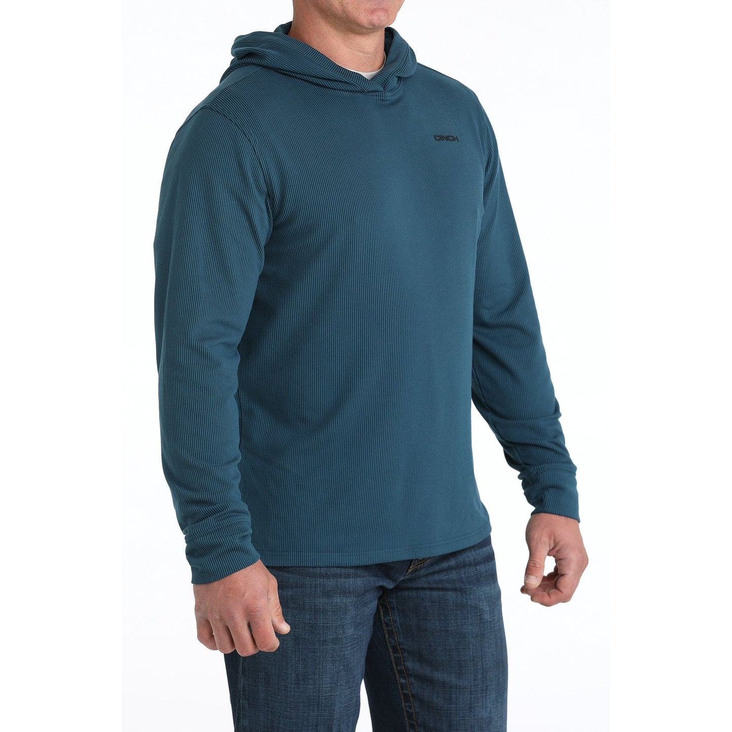 Men's Cinch Blue Ribbed Hoodie MTK1671002