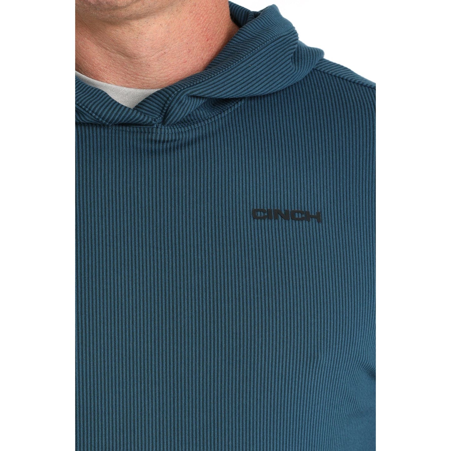 Men's Cinch Blue Ribbed Hoodie MTK1671002